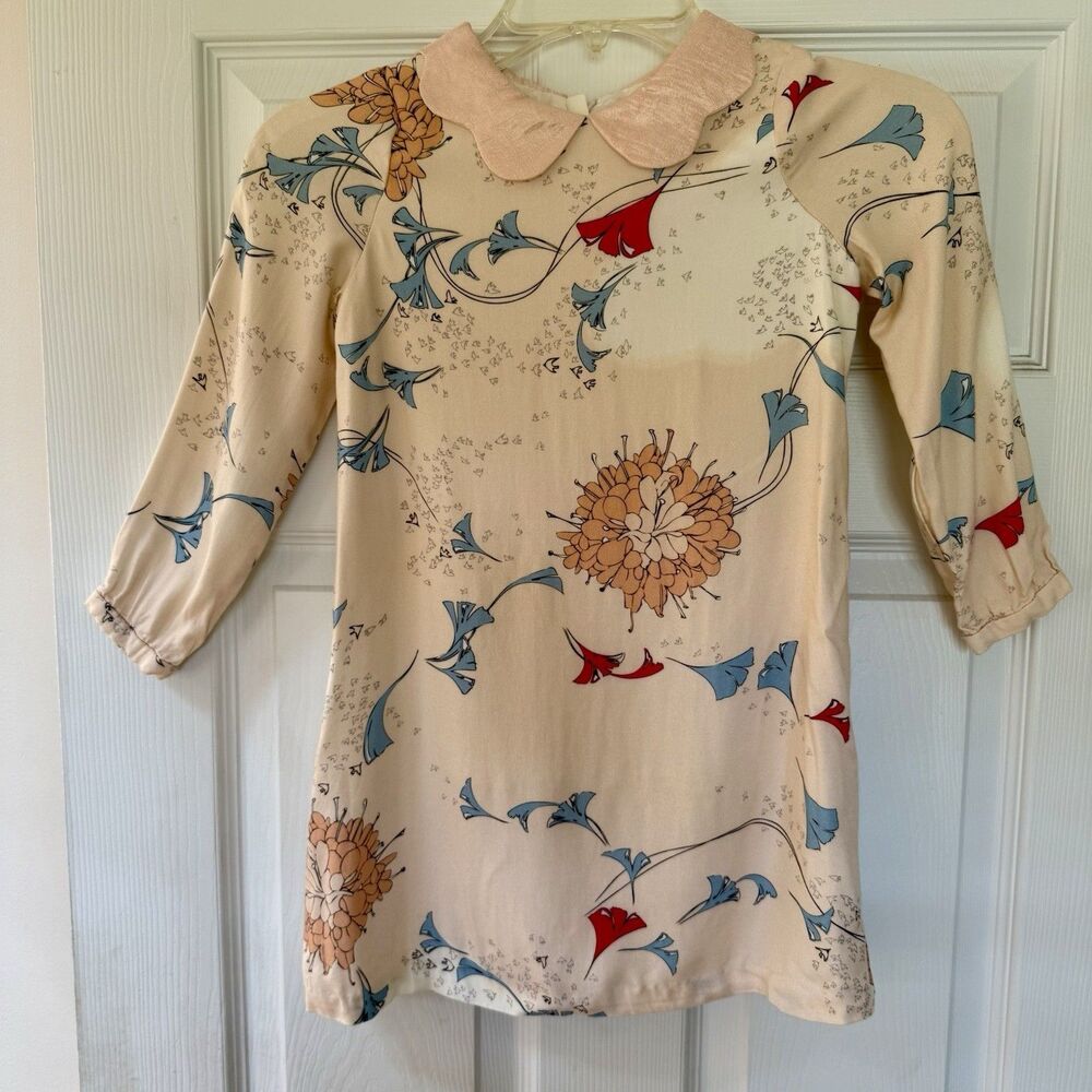 Hucklebones London Girls Dress 6Y Floral Scalloped Collar Special Occasion